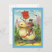  paasmeisje in eieren op paarse bloemen, ZSSG Feestdagenkaart (Voorkant / Achterkant)