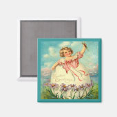 paasmeisje in eieren op paarse bloemen, ZSSG Magneet (Voorkant / Achterkant)