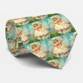  paasmeisje in eieren op paarse bloemen, ZSSG Stropdas (Opgerold)