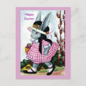  paasmeisje in paasbonnet en dress briefkaart (Voorkant)