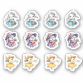 Paasmeisje konijntjes in  jurken sticker (Voorkant)