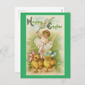 Paasmeisje met Briefkaart kippen (Voorkant / Achterkant)