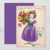  paasmeisje met lam feestdagenkaart (Voorkant / Achterkant)