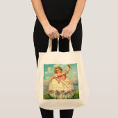  paasmeisje op paarse bloemen tote bag (Voorkant (product))