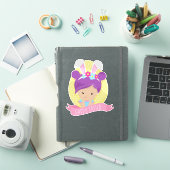 Paasmeisje, paaseieren, Paarse haar, Bunny Ears Sticker (iPad Cover)