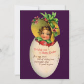  paasmeisje, Victoriaans meisje met Bonnet in eier Kaart (Voorkant)