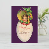  paasmeisje, Victoriaans meisje met Bonnet in eier Kaart (Staand voorkant)