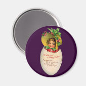 paasmeisje, Victoriaans meisje met Bonnet in eier Magneet (Voorkant / Achterkant)
