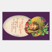  paasmeisje, Victoriaans meisje met Bonnet in eier Rechthoekige Sticker (Voorkant)