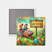 ~  PAASMEISJES ~ Paaseieren Bunny ~ Magneet (Voorkant / Achterkant)