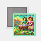  PAASMEISJES ~ Paaseieren ~ Magneet (Voorkant / Achterkant)