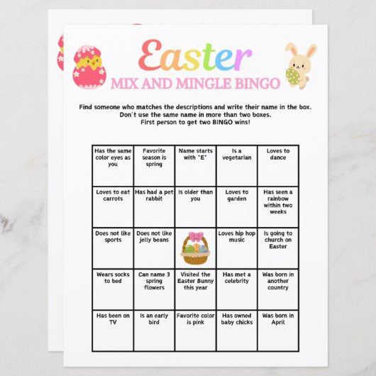 Paasmix en Mingle Bingo (Voorkant / Achterkant)
