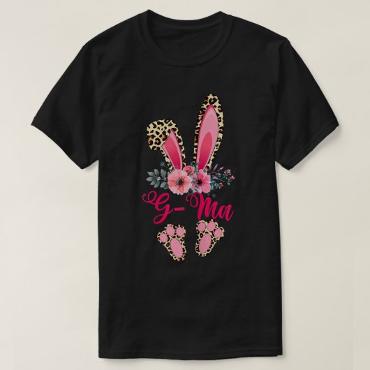PaasMoederdag Gma Leopard Bunny Rabbit Floral T-shirt (Design voorkant)