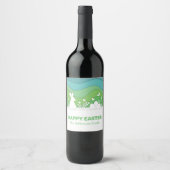 paasmoes en eieren van papercut 3d groene natuur wijn etiket (Voorkant)