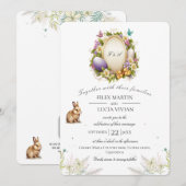 Paasmonster Mini Floral Rabbit en Egg Wedding Kaart (Voorkant / Achterkant)