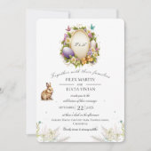 Paasmonster Mini Floral Rabbit en Egg Wedding Kaart (Voorkant)