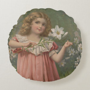 Paasmooien, Vintage Illustratie, 1898 Rond Kussen
