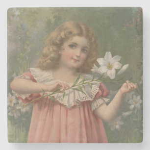 Paasmooien, Vintage Illustratie, 1898 Stenen Onderzetter