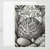 Paasmotief b/w cartoon met paaseieren 97330 (Voorkant / Achterkant)