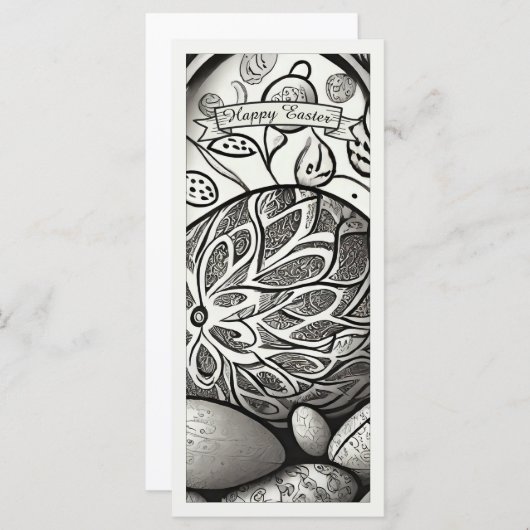 Paasmotief b/w cartoon met paaseieren 97330 (Voorkant / Achterkant)