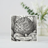 Paasmotief b/w cartoon met paaseieren 97330 (Staand voorkant)