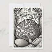 Paasmotief b/w cartoon met paaseieren 97330 (Voorkant)