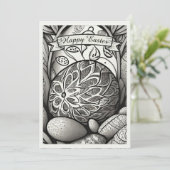 Paasmotief b/w cartoon met paaseieren 97330 (Staand voorkant)