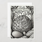 Paasmotief b/w cartoon met paaseieren 97330 (Voorkant / Achterkant)