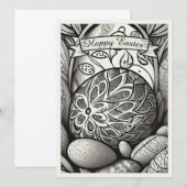 Paasmotief b/w cartoon met paaseieren 97330 (Voorkant / Achterkant)