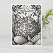 Paasmotief b/w cartoon met paaseieren 97330 (Staand voorkant)