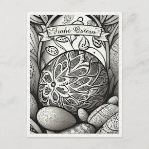Paasmotief monochrome Cartoon met paaseieren 97330 Feestdagenkaart