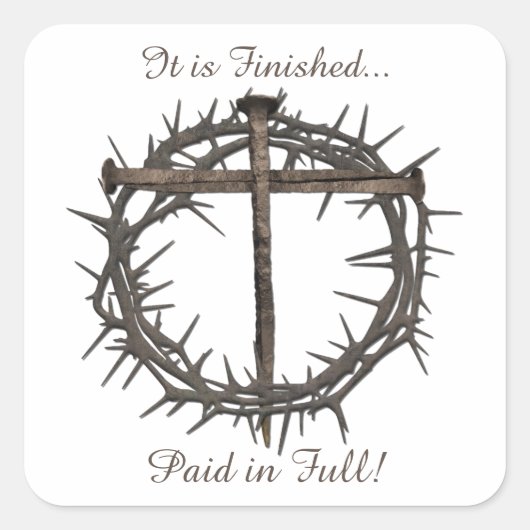 PAASNAGELS EN KROON VAN CHRISTUS VIERKANTE STICKER (Voorkant)