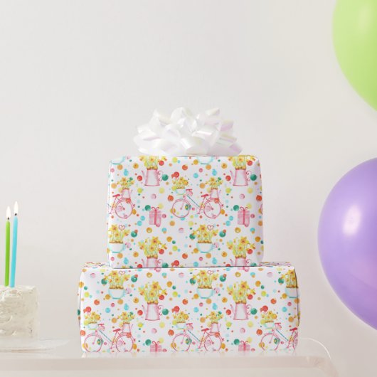Paasnarcissen Boeket en Fiets Cadeaupapier (Feestgeschenken)