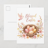 Paasnest met eieren briefkaart (Voorkant / Achterkant)
