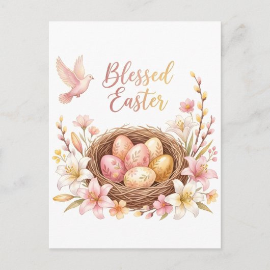 Paasnest met eieren briefkaart (Voorkant)