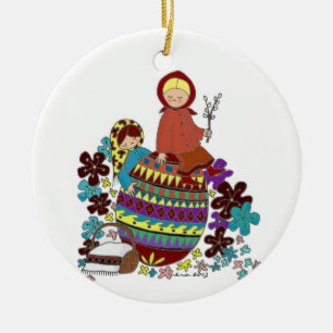 Paasochtend in Pysanka Oekraïnse volkskunst Keramisch Ornament