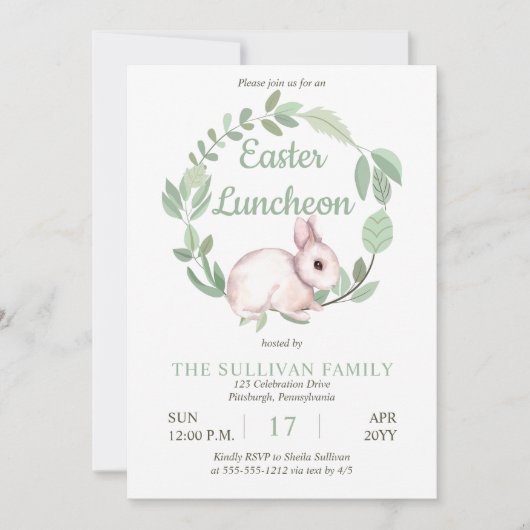 Paasontbijt Konijn Salie Bloemenkrans  Kaart (Voorkant)
