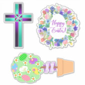 Paasopening kruis en braad Eiereieren Sticker (Voorkant)