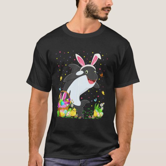 Paasorca vis Bunny Egg Hunting Orca Easter Sun T-shirt (Voorkant)