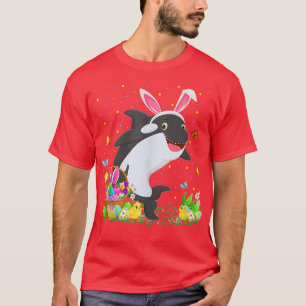 Paasorca vis Bunny Egg Hunting Orca Easter Sun T-shirt