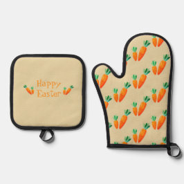 Paasoven Mitt & Pot Holder Set met Wortelen