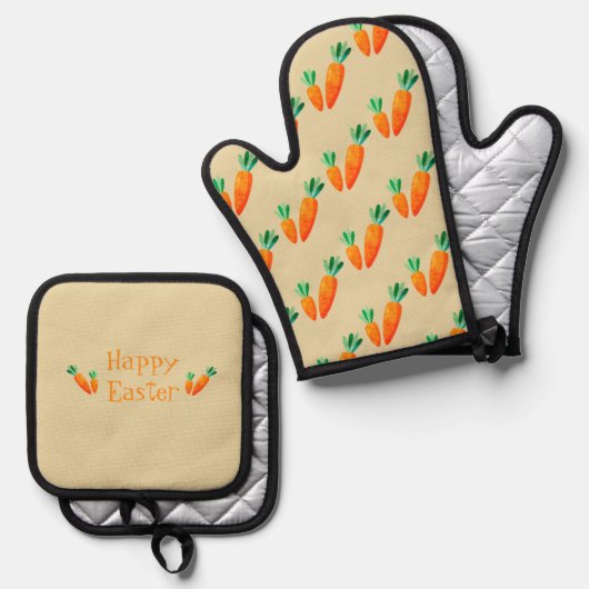 Paasoven Mitt & Pot Holder Set met Wortelen (Voorkant / Achterkant)
