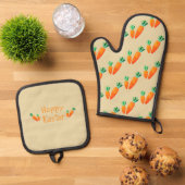 Paasoven Mitt & Pot Holder Set met Wortelen (Top down)
