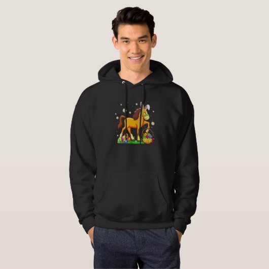 Paaspaardenbunny Ears Eieren Hunting Basket Girls Hoodie (Voorkant volledig)