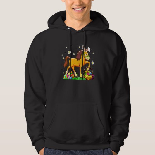 Paaspaardenbunny Ears Eieren Hunting Basket Girls Hoodie (Voorkant)