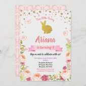 Paaspaas verjaardagsuitnodiging voor meisje kaart (Voorkant / Achterkant)