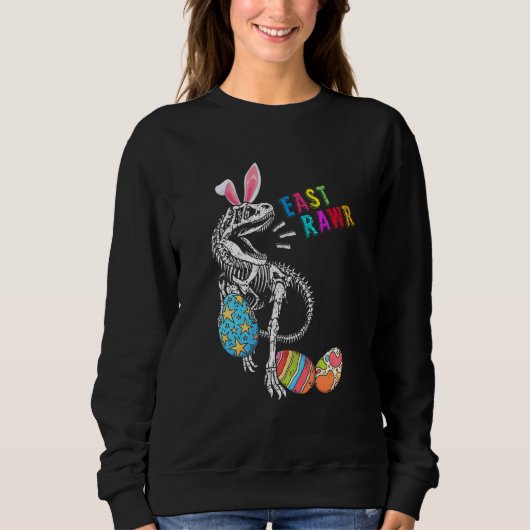 Paaspaasbunny T Rex Skeleton jagen Trui (Voorkant)
