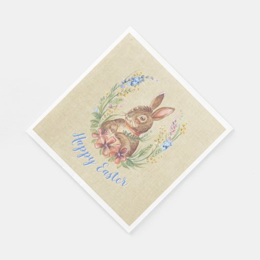 Paaspaashaas in tuin aquarel bloemen servet (Hoek)