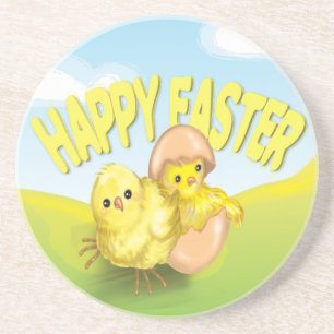 Paaspaaskip Happy Easter Zandsteen Onderzetter