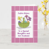 Paaspaasmandje met eitjes voor dochter en man kaart (Gele Bloem)